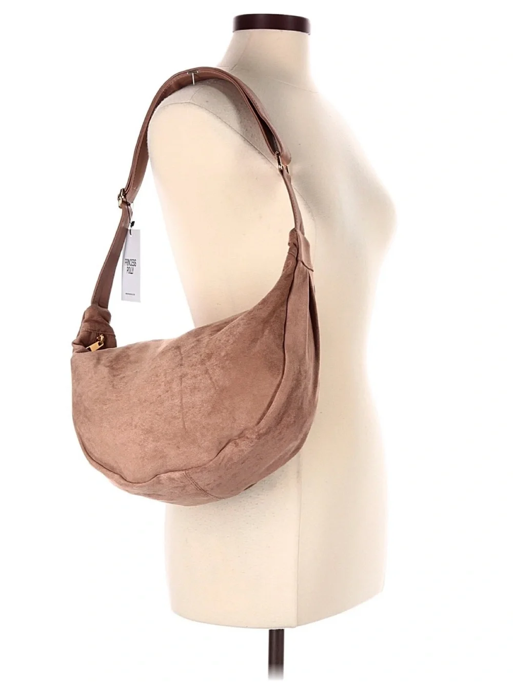 Princess Polly taupe faux suede crescent bag